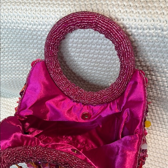 Viral TJ Maxx Beaded Pink and Orange Shoulder Bag with Artistic Fringe - Picture 7 of 8